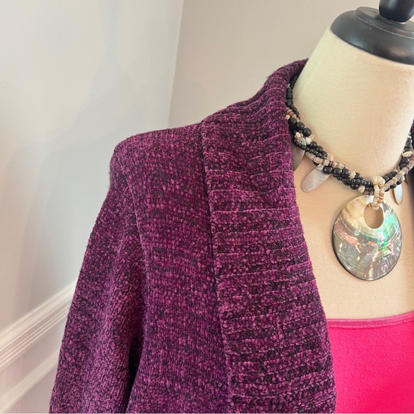 Catherines Women’s Long Open Cardigan Sweater 1X Plus Burgundy Shawl Knit Boho - Picture 4 of 7